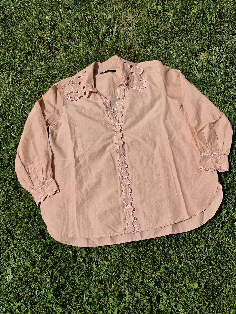 Magali Pascal Embroidered Peach Blouse Small